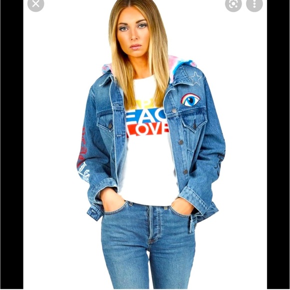 Lauren Moshi Jackets & Blazers - Stevie - Bone Elements Denim Jacket w Tie Dye Hoodie